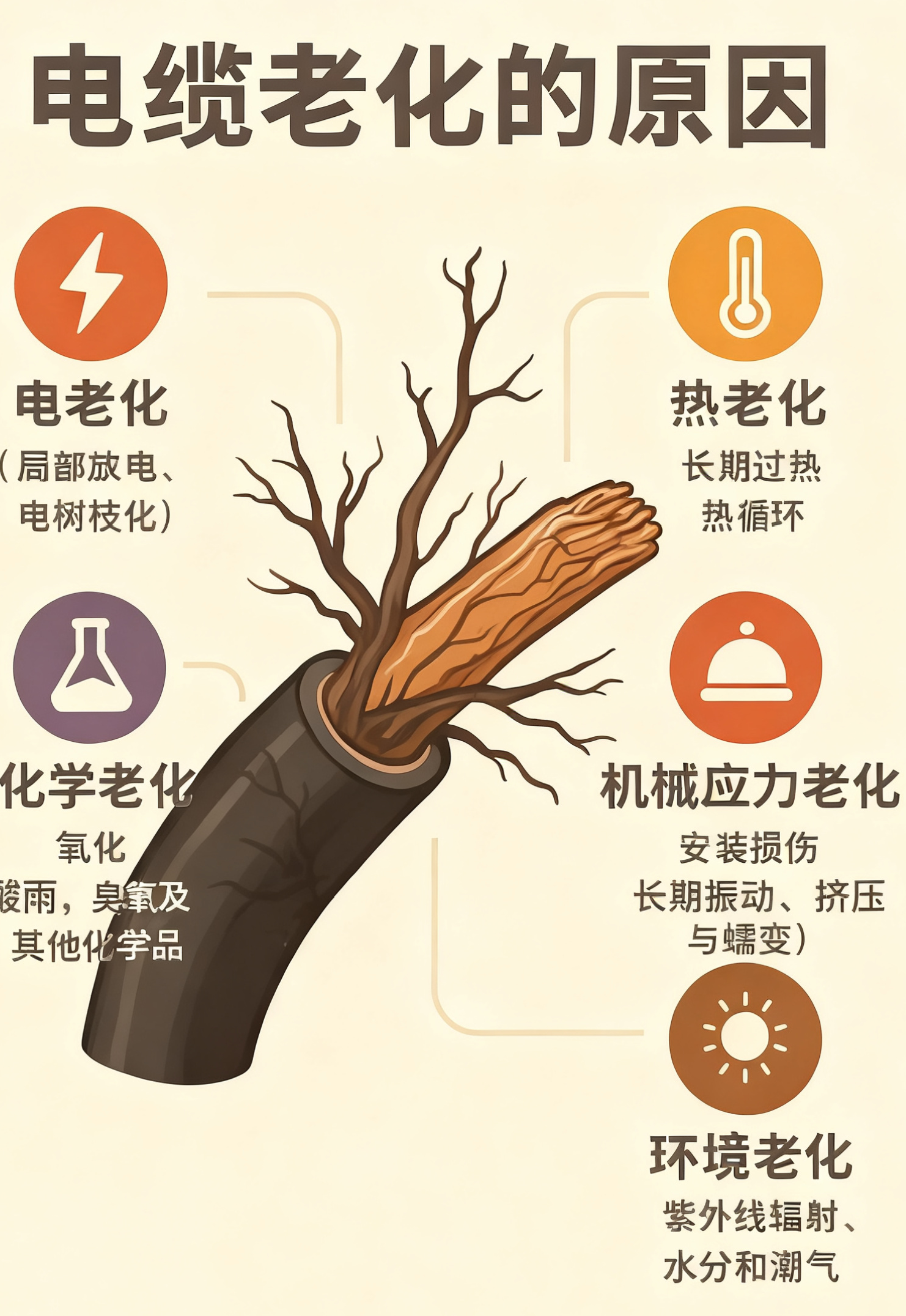 电缆绝缘层为什么会老化？？？？？？五个最常见的缘故原由